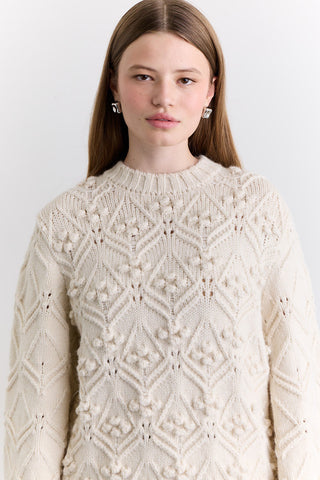 Pointelle Knit Sweater Ecru