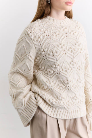 Pointelle Knit Sweater Ecru