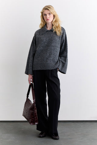 Wide Collar Oversized Sweater Anthracite
