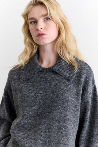 Wide Collar Oversized Sweater Anthracite