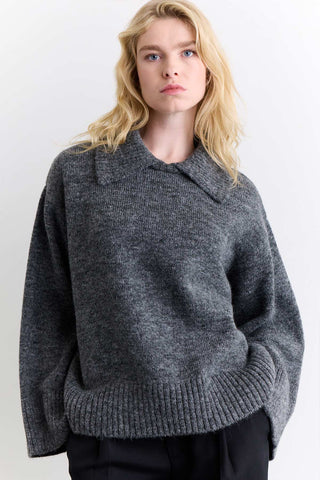 Wide Collar Oversized Sweater Anthracite