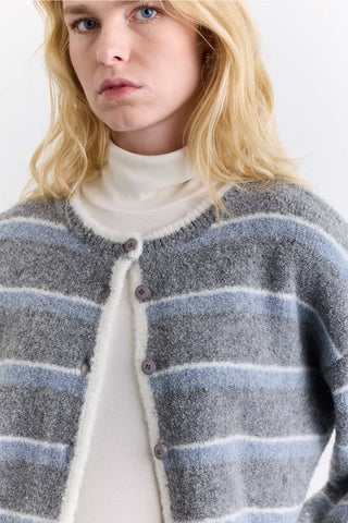 Soft Touch Buttoned Cardigan Blue