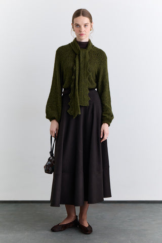 Structured Wide Skirt Brown