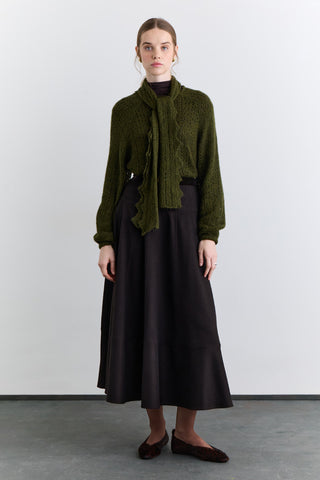 Structured Wide Skirt Brown