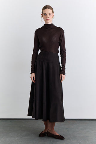 Structured Wide Skirt Brown