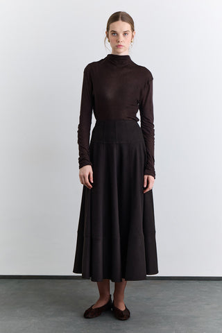 Structured Wide Skirt Brown