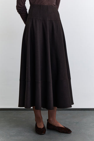 Structured Wide Skirt Brown