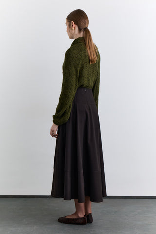 Structured Wide Skirt Brown