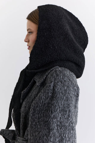 Soft Touch Tie Hood Black