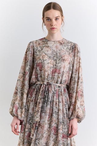 Patterned Wide Sleeve Dress Bouquet