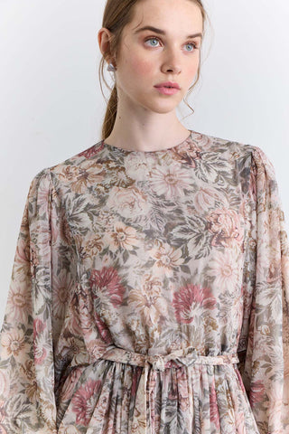 Patterned Wide Sleeve Dress Bouquet