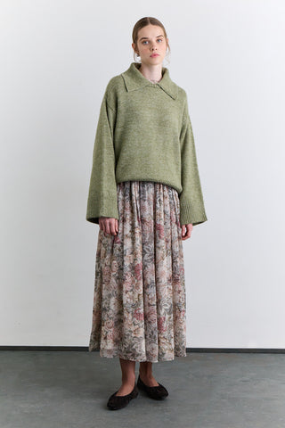 Wide Collar Oversized Sweater Green