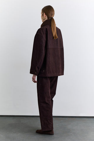 Natural Coat With Fur Collar Brown