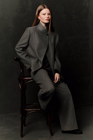 High Neck Blazer Jacket Grey