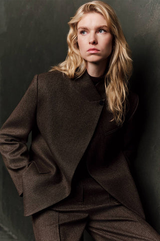 High Neck Blazer Jacket Mink