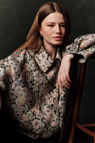 Jacquard Pattern Statement Jacket Powder