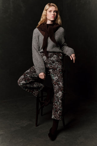 Jacquard Pattern Trousers Brown