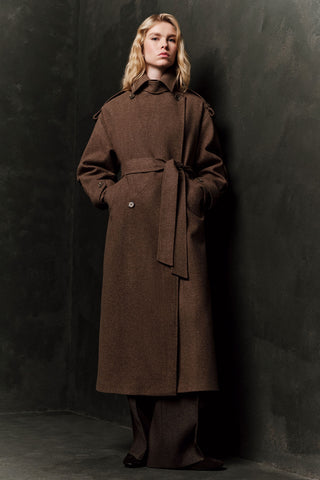 Double Breasted Wide Collar Coat Mink