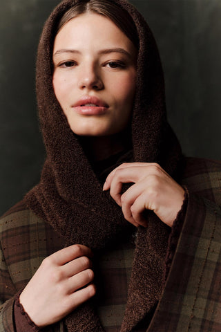 Soft Touch Tie Hood Dark Brown