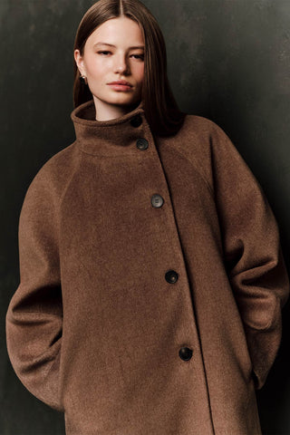 High Neck Double Breasted Coat Mink