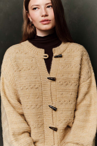 Chunky Button Knit Cardigan Saffron