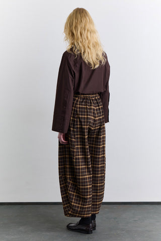 Checked Balloon Leg Trousers Brown