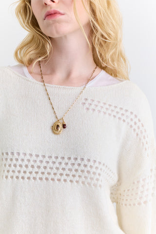 Open Knit Sweater Ecru