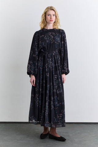 Patterned Wide Sleeve Dress Floral Brush