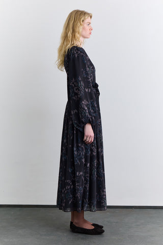 Patterned Wide Sleeve Dress Floral Brush