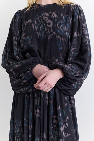 Patterned Wide Sleeve Dress Floral Brush