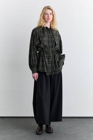 Checked Tie Front Shirt Green