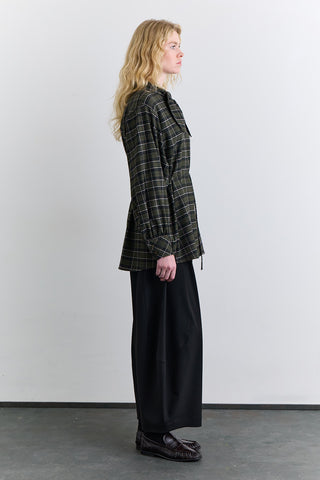 Checked Tie Front Shirt Green