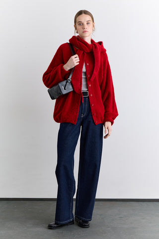 Soft Touch Buttoned Cardigan Red