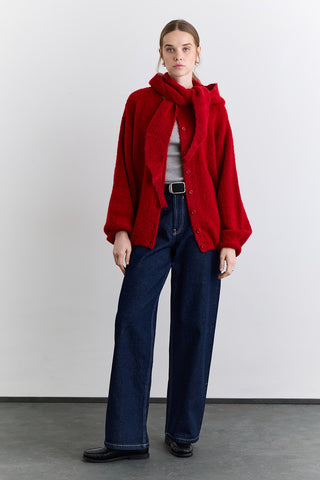 Soft Touch Buttoned Cardigan Red