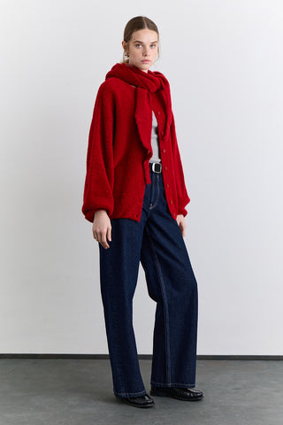 Soft Touch Buttoned Cardigan Red