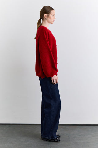 Soft Touch Buttoned Cardigan Red