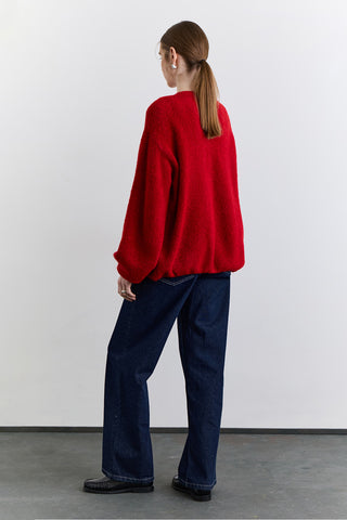 Soft Touch Buttoned Cardigan Red