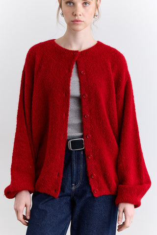 Soft Touch Buttoned Cardigan Red
