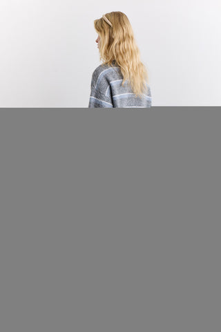 Soft Touch Buttoned Cardigan Grey Striped