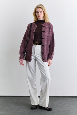 Chunky Button Knit Cardigan Burgundy