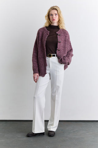 Chunky Button Knit Cardigan Burgundy