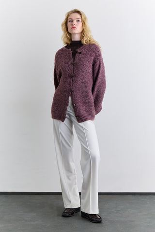 Chunky Button Knit Cardigan Burgundy