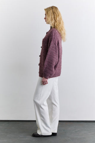Chunky Button Knit Cardigan Burgundy