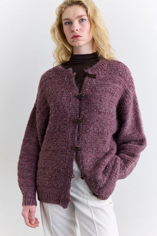 Chunky Button Knit Cardigan Burgundy