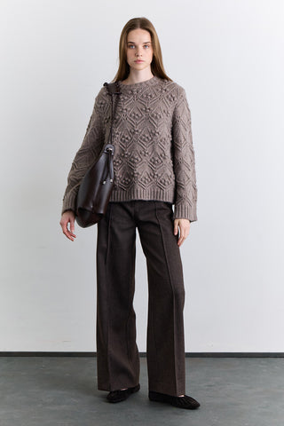 Pointelle Knit Sweater Mink