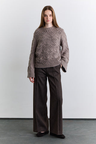 Pointelle Knit Sweater Mink
