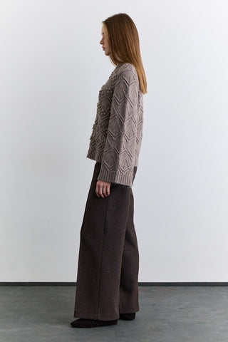 Pointelle Knit Sweater Mink
