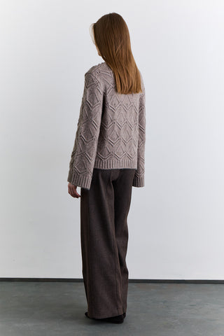 Pointelle Knit Sweater Mink