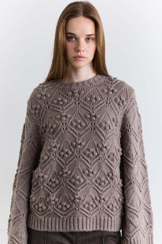 Pointelle Knit Sweater Mink