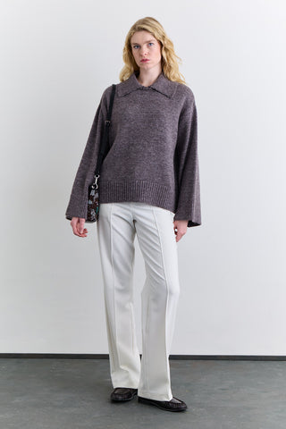 Wide Collar Oversized Sweater Damson
